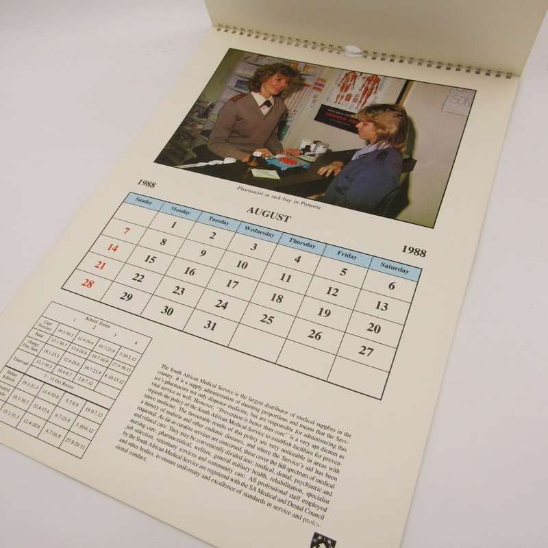 1988 Calendar issued by South African Defence Force