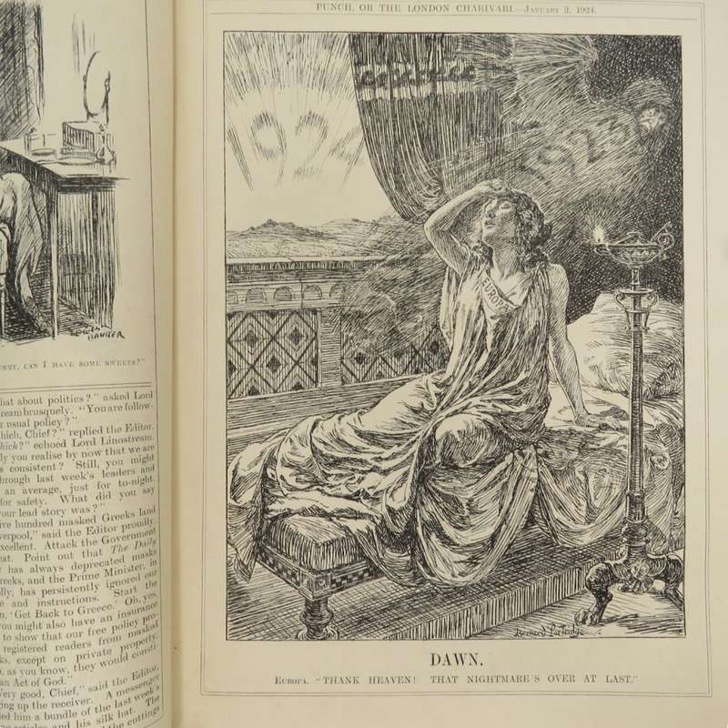 1924 Bound Volume of Punch The World Magazine - some damage