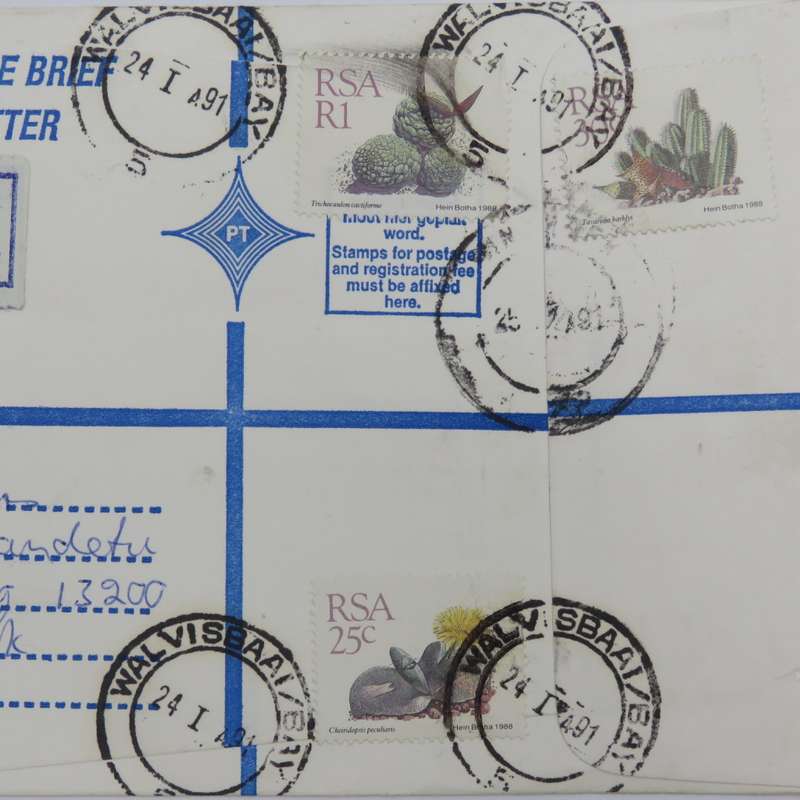 Registered letter sent from Walvis Bay on 2 Jan 1991 - Namibia became independent on 21 March 1990