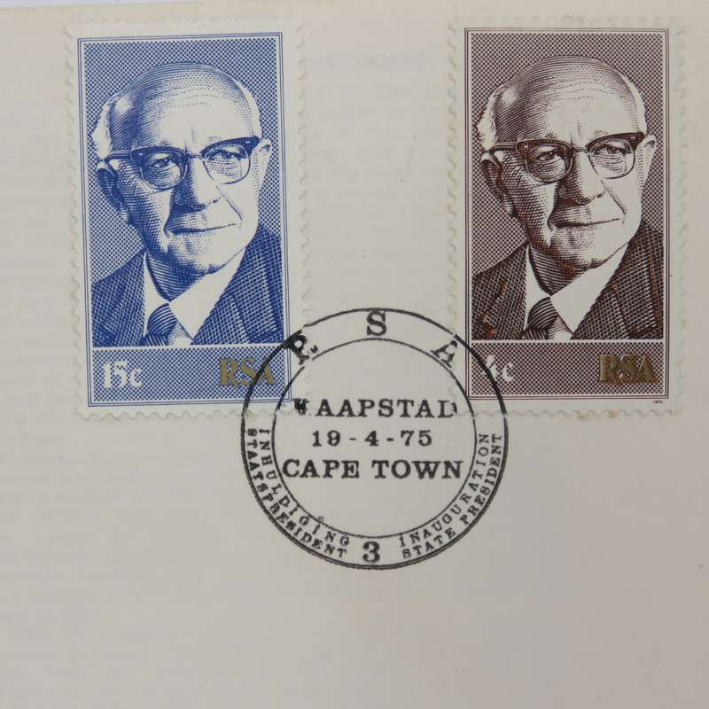 1975 Cover no 2.4 - minister Diedericks , signed by him (state president)