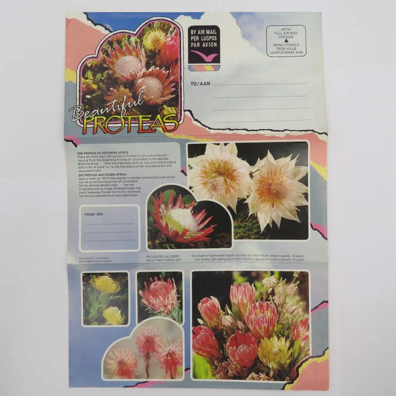 Vintage pre printed protea airmail letter - unused