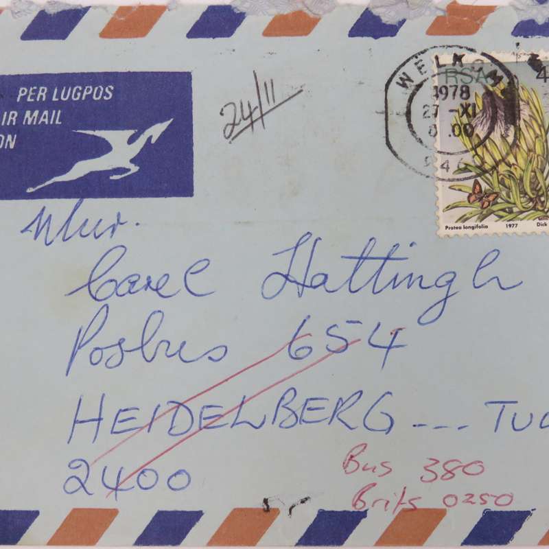 Postal cover from Welkom to Heidelberg Tvl on 27-11-1978 with 2 stamps printed off-center
