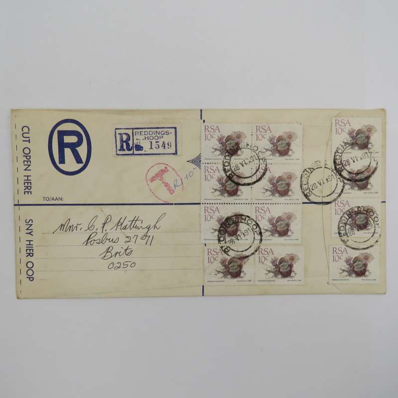 Registered letter from Reddingshoop, South Africa to Brits, South Africa posted on 28-6-1991