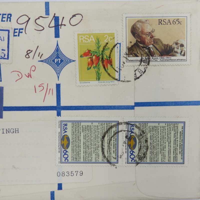 Preprinted registered letter sent from Houtbaai to Brits - South Africa 1973 & 1991 stamps used