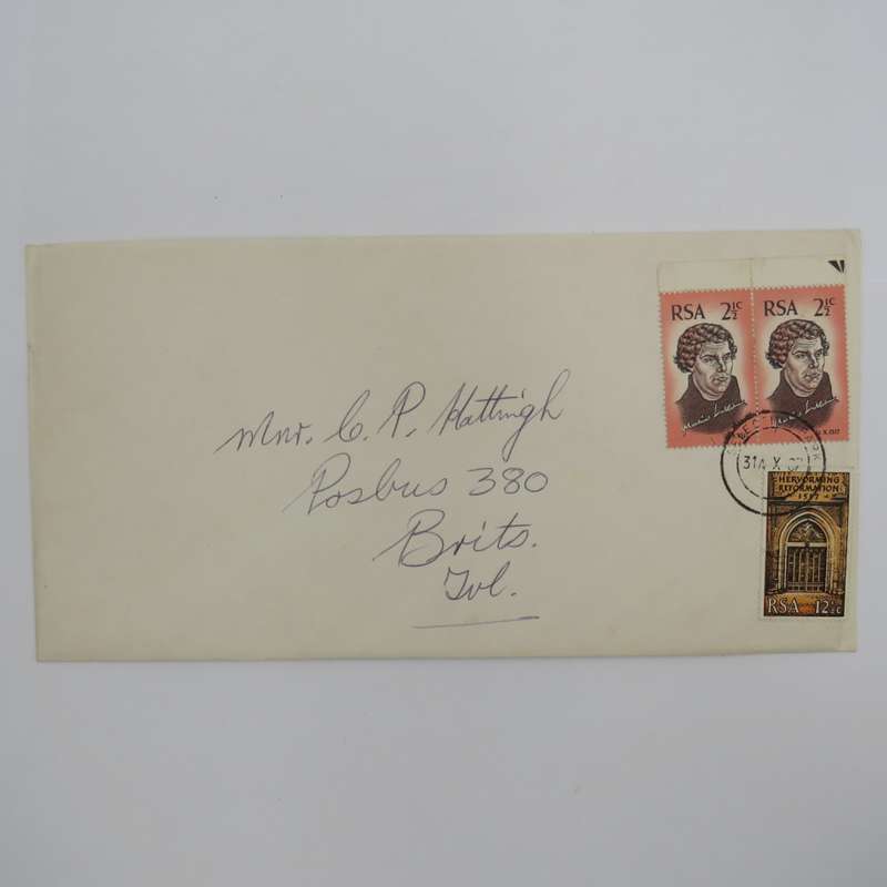First day usage of 31 Oct 1967 Martin Luther stamps send from selection park