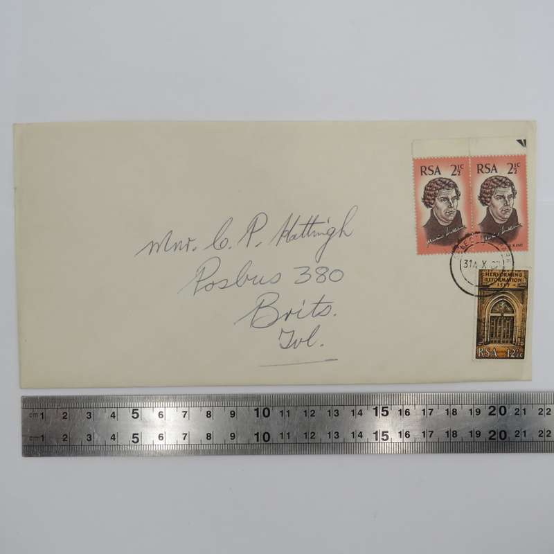 First day usage of 31 Oct 1967 Martin Luther stamps send from selection park