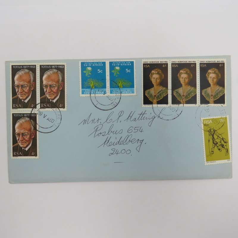 South Africa 1968, 1976 & 1977 stamps used on letter posted 29-5-1980 Heidelberg Tvl