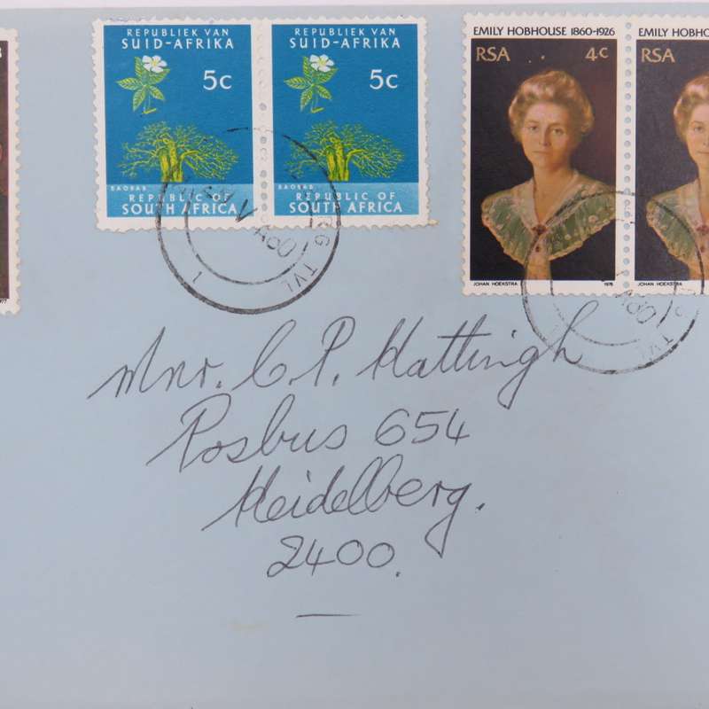 South Africa 1968, 1976 & 1977 stamps used on letter posted 29-5-1980 Heidelberg Tvl