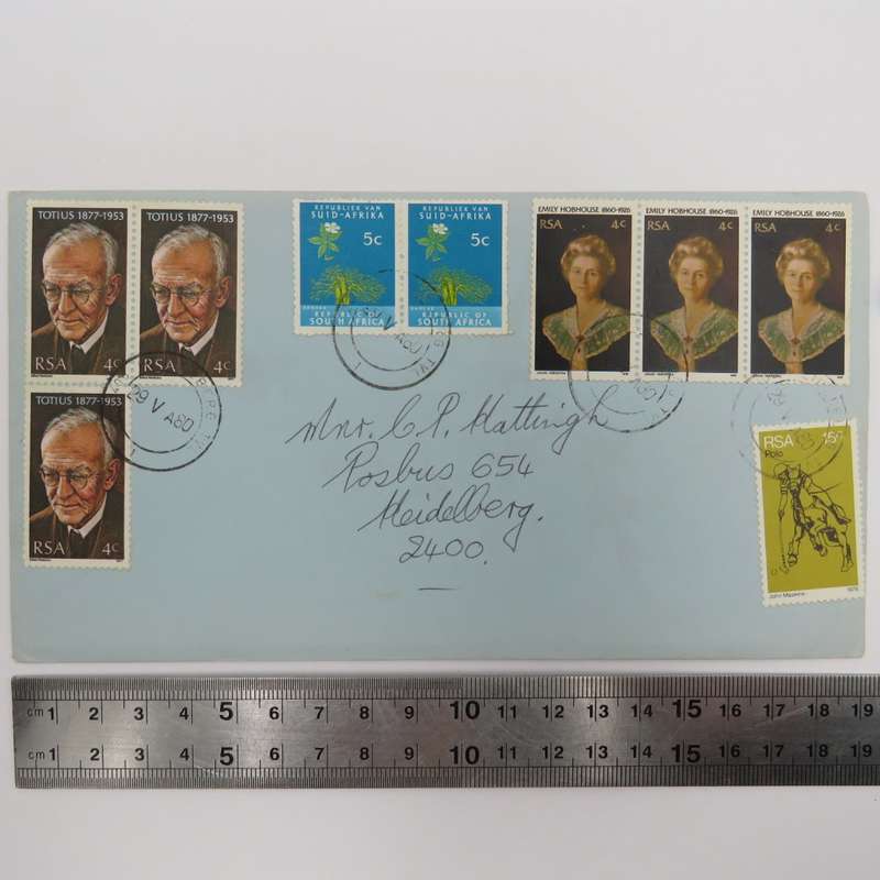 South Africa 1968, 1976 & 1977 stamps used on letter posted 29-5-1980 Heidelberg Tvl