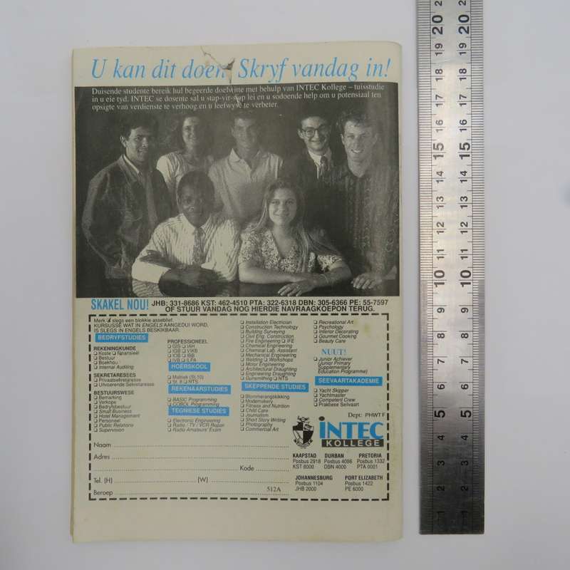 Die wit Tier no 186 back page torn - Afrikaans photo comic book