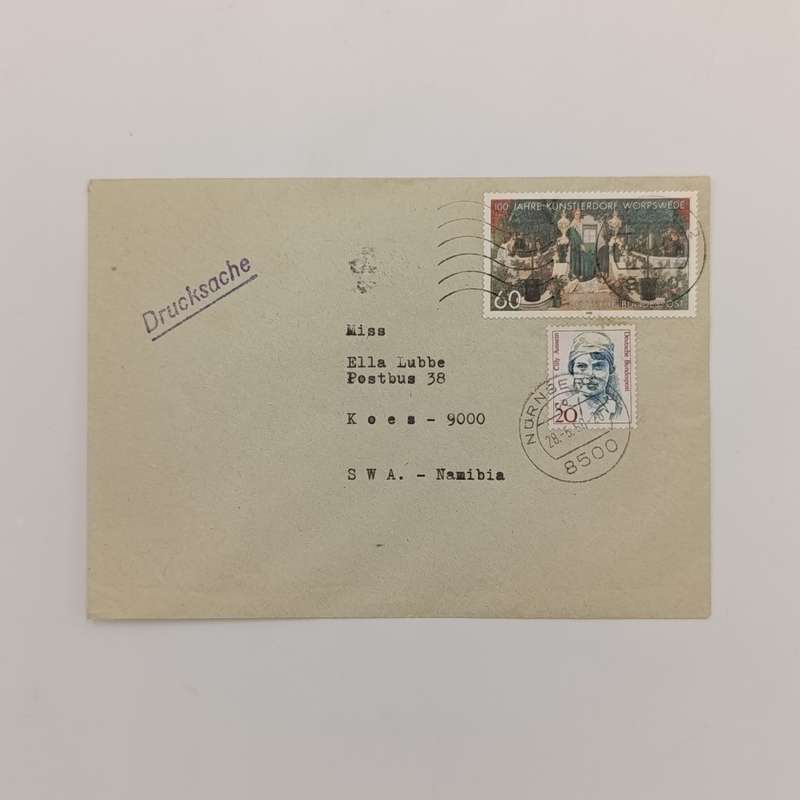 Postal cover posted from Nurnberg, Germany to Koes, South West Africa 28 - May 1990