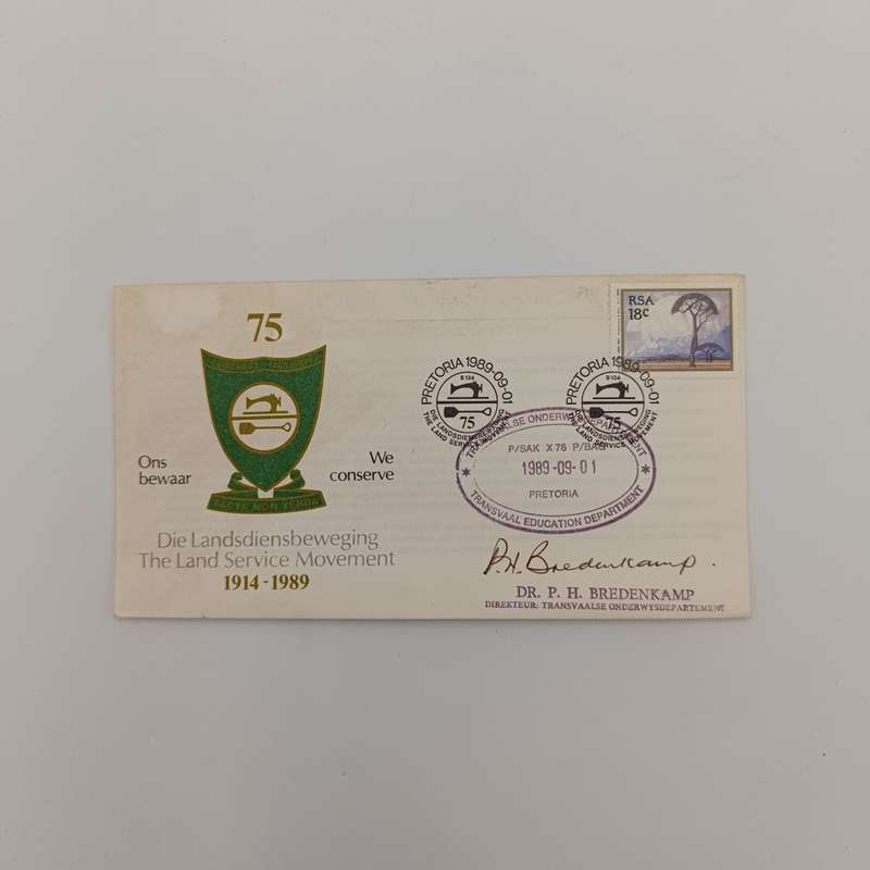 1989 Land Service Movement Cover - 75 year anniversary signed by Dr PH Bredenkamp