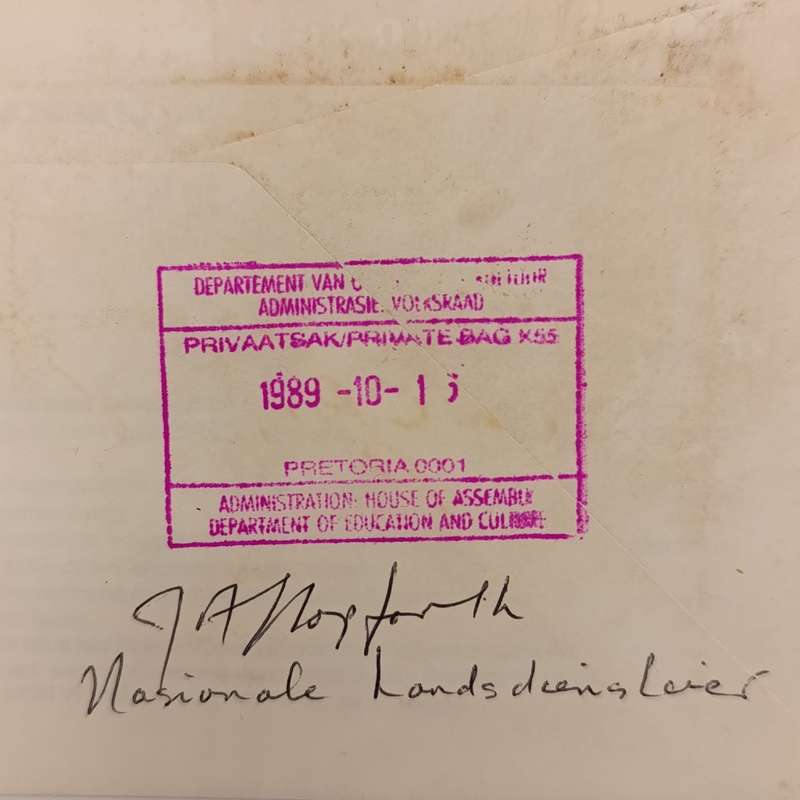 1989 Land Service Movement Cover - 75 year anniversary signed by Dr PH Bredenkamp