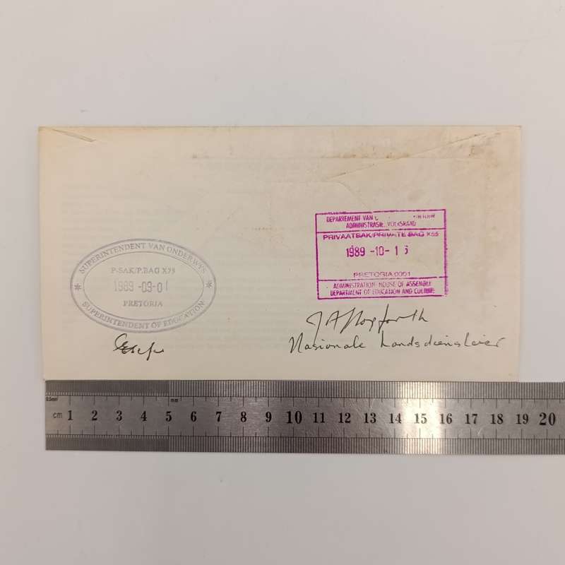 1989 Land Service Movement Cover - 75 year anniversary signed by Dr PH Bredenkamp