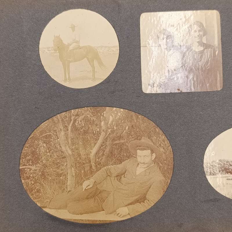 Lot of 114 antique photos in album - mostly people and presumably Pretoria and surroundings