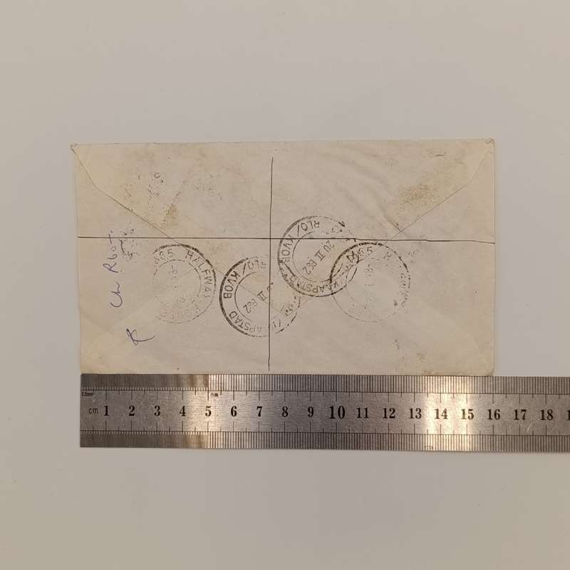 Registered Postal Cover sent from Brits to Hallway House and unclaimed - Cape Town KVOB rubber stamp