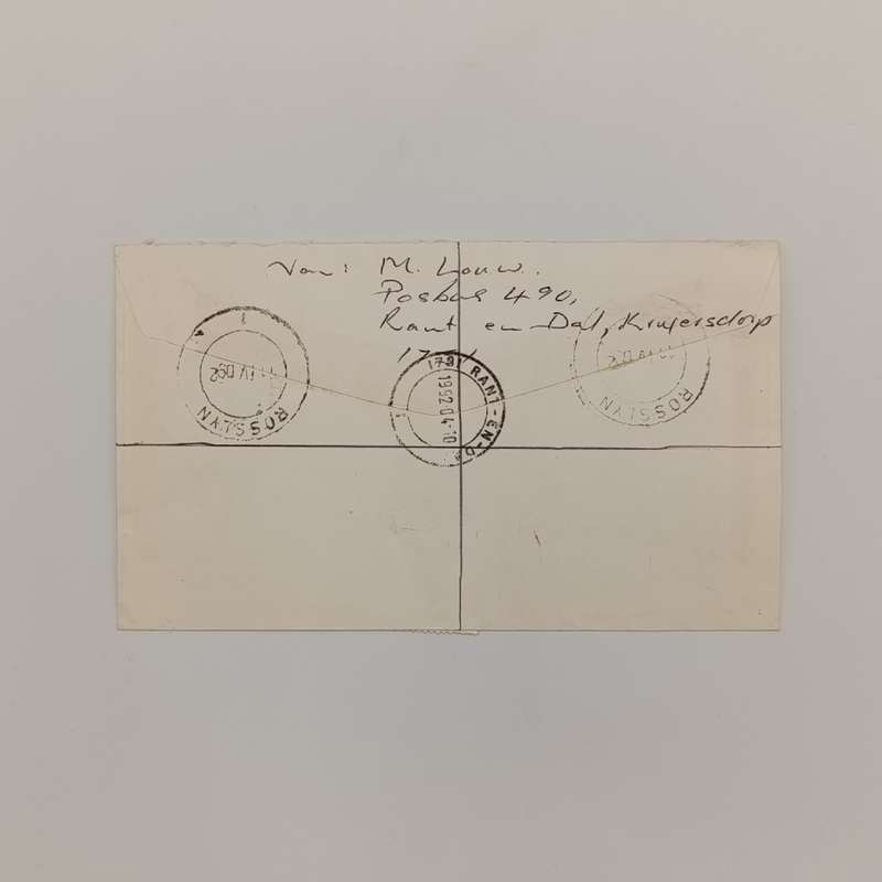 Registered Letter posted from Rant-en-dal to Rosslyn, Pretoria with 11 South Africa stamps