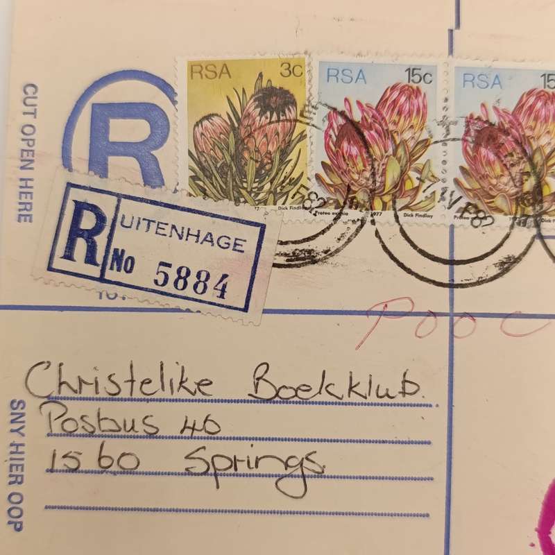 Registered cover sent from Uitenhage to Springs, South Africa 7-4-28 Taxed at Destination