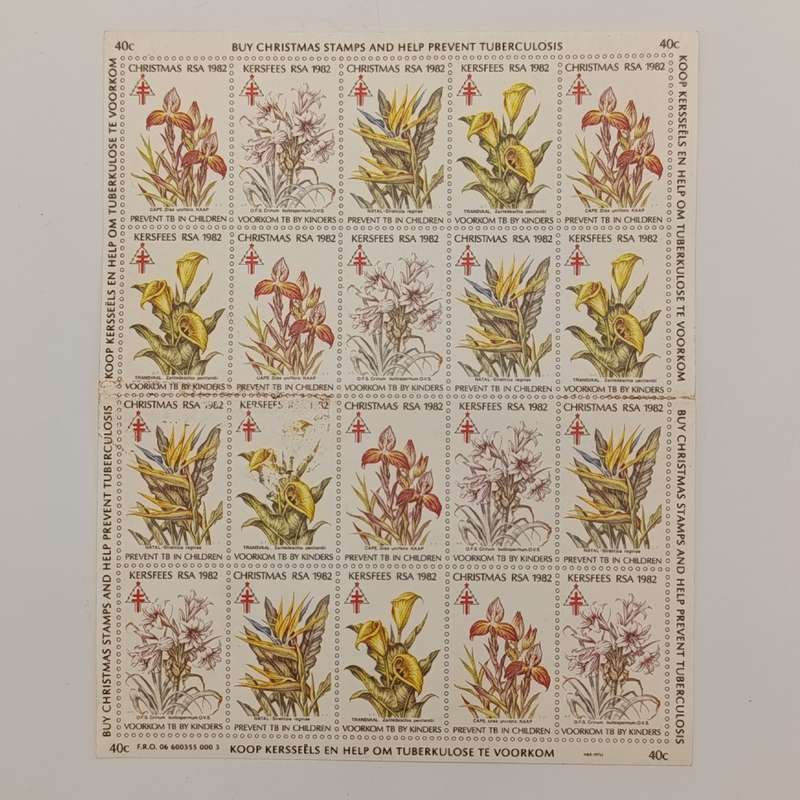 1982 Christmas stamps - full page of 20 stamps
