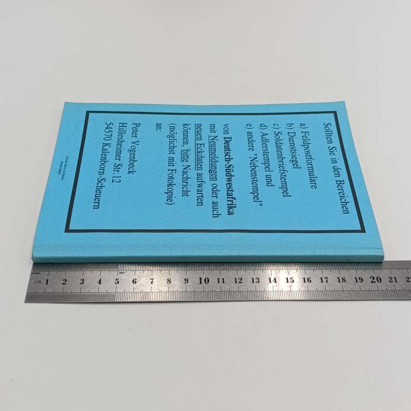 Stamp catalogue German - Drenstsiegel and Feldpostformulare van Deutch - SuidwestAfrica
