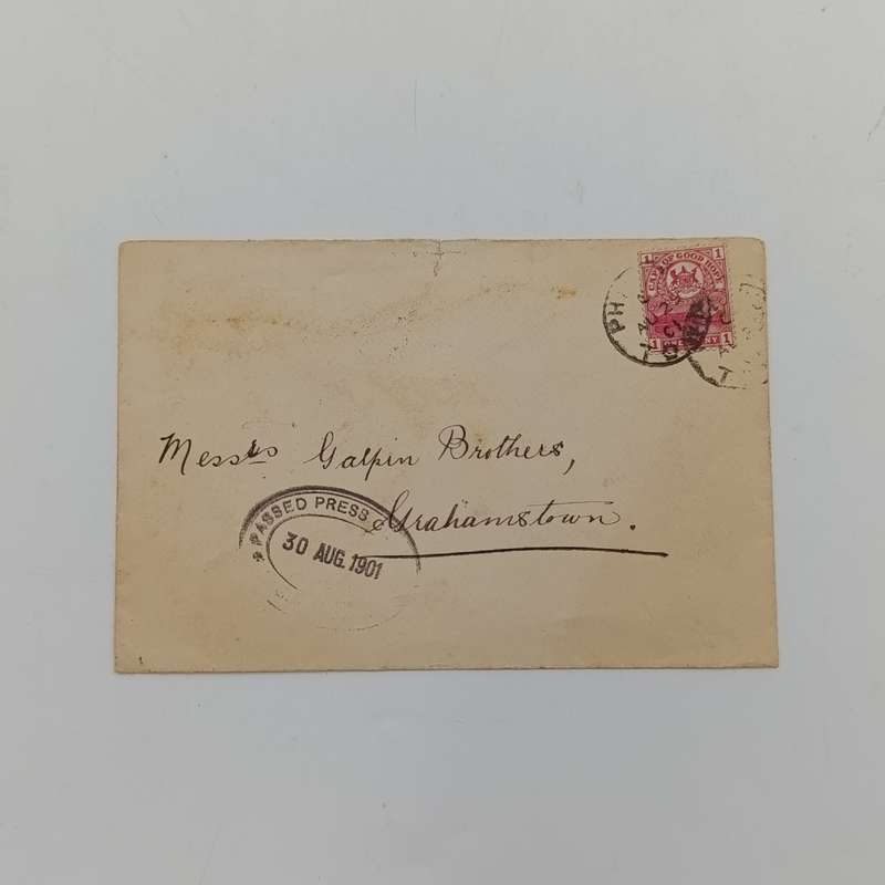 1901 Passed by Censor (De Aar) postal cover from Phillipstown to Grahamstown 29 August 1901