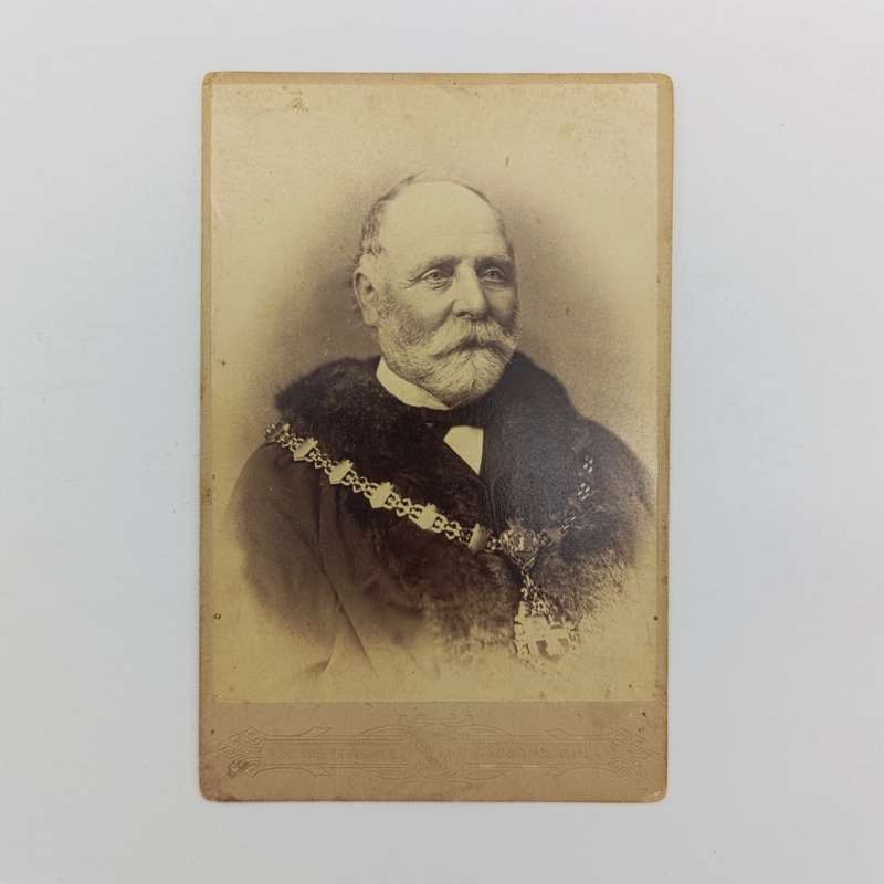 Antique photo of Arthur E Lill - framed in Accrington, England - Mayor`s Chain around his neck