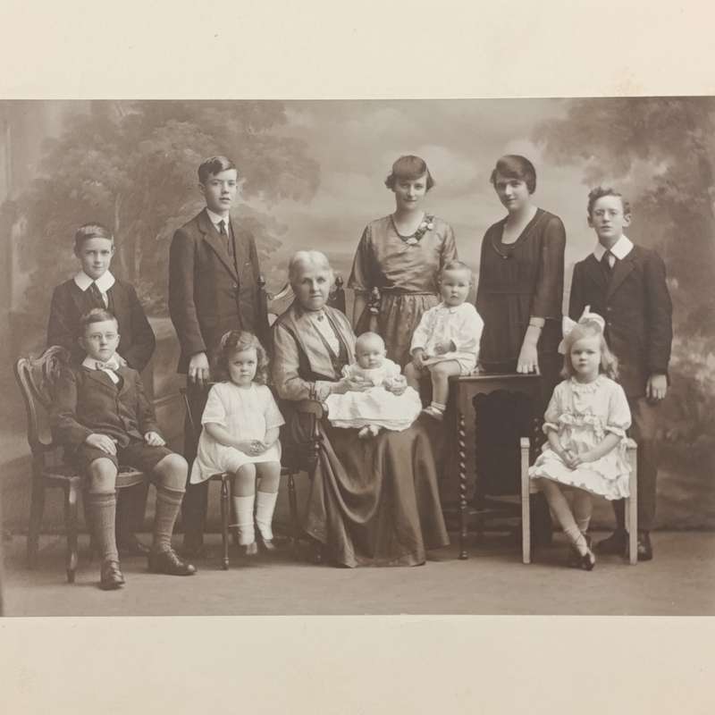 Antique Studio photograph of Grandma with daughter/s and grandchildren - Set in Burnley area
