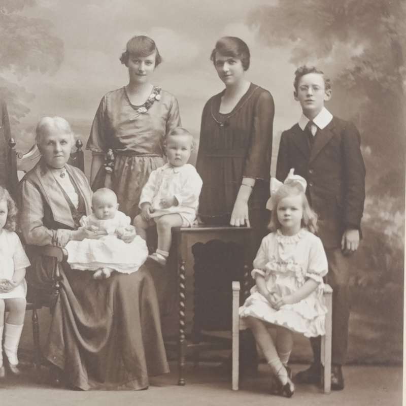 Antique Studio photograph of Grandma with daughter/s and grandchildren - Set in Burnley area