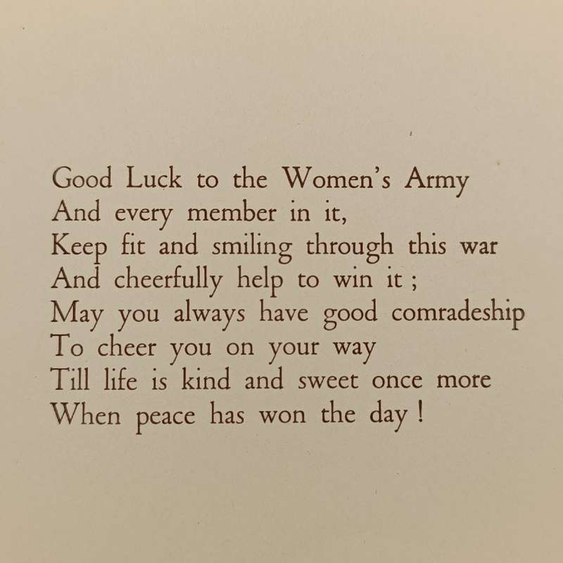 WW2 British Women`s Auxilliary Training service Greetings card