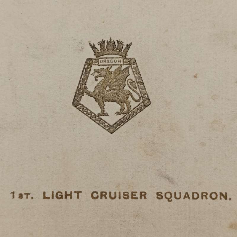 WW1 HMS Dragon 1st Light Cruiser squadron Christmas greetings card