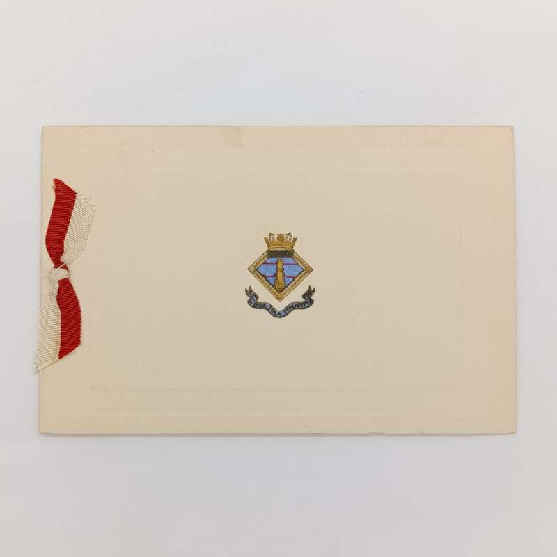 British H.M.S Woolwich 1935 Christmas Greetings card with photo of ship