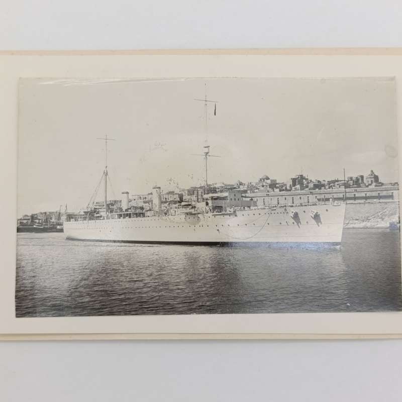 British H.M.S Woolwich 1935 Christmas Greetings card with photo of ship