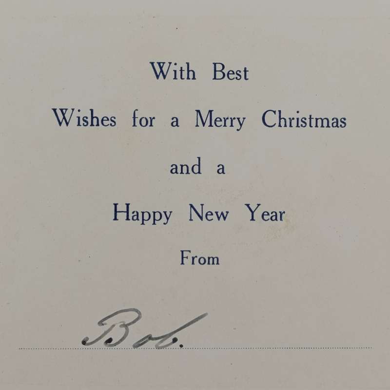British H.M.S Woolwich 1935 Christmas Greetings card with photo of ship