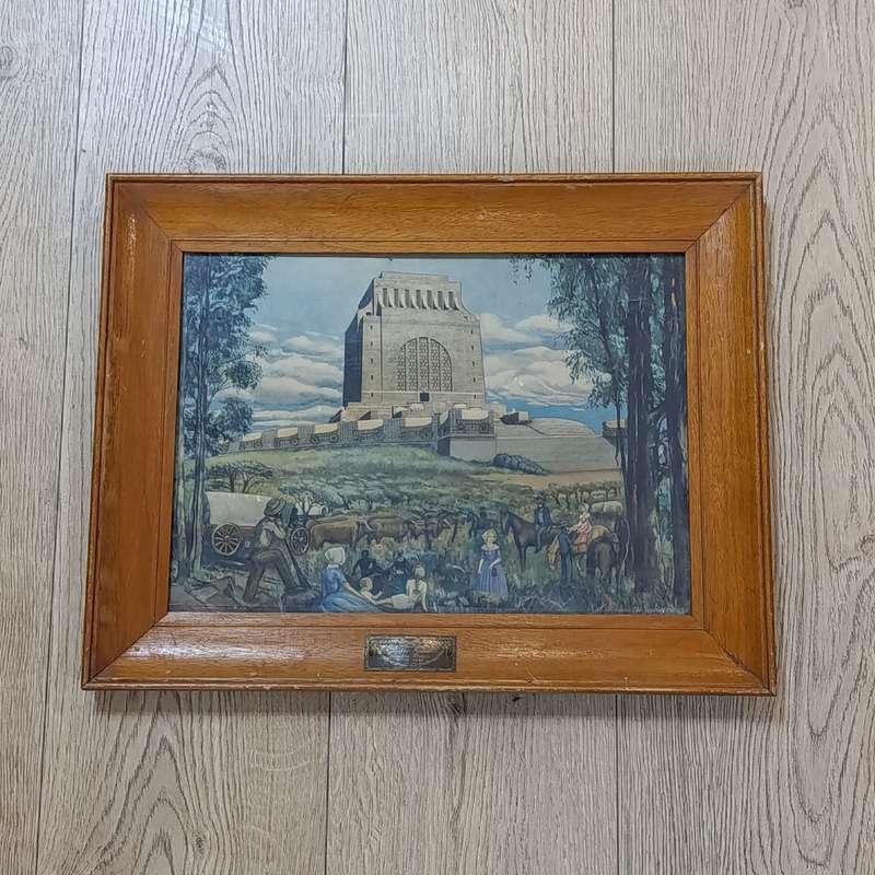1949 Voortrekker monument inwyding poster in frame - 58cm x 44.4cm