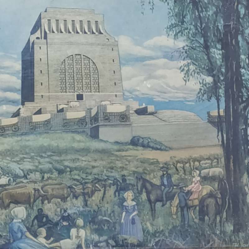 1949 Voortrekker monument inwyding poster in frame - 58cm x 44.4cm