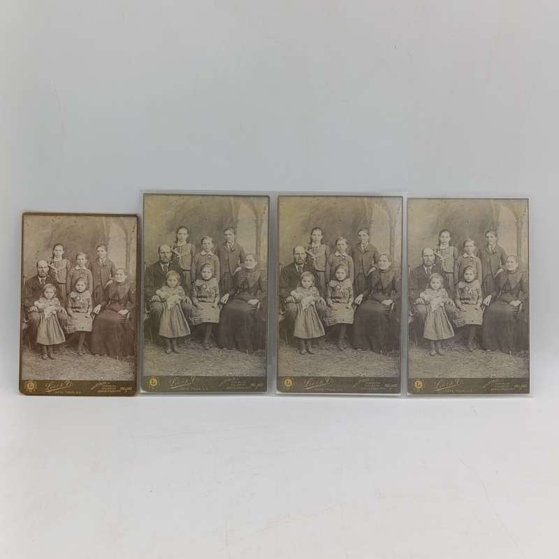 Antique photo of Piet en Sannie Swart (nee Groenewald) and their 5 children - plus 3 copies