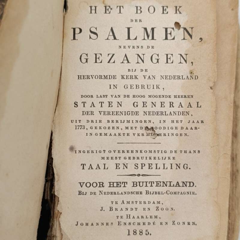 1885 Psalmen and Gezangen booklet - well used
