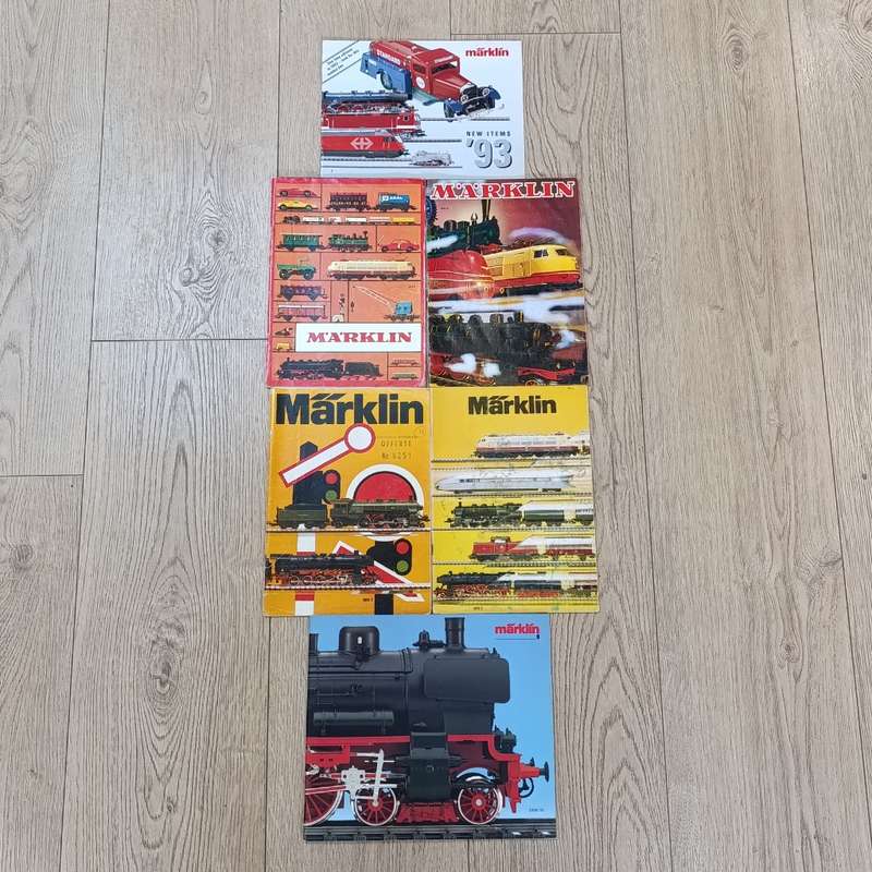 Marklin Model Railway Catalogue (6 books)- 1971E, 1972E, 1974E, 1975E, 1990-91, '93E