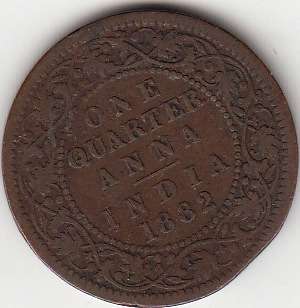 One Quarter Anna India 1882