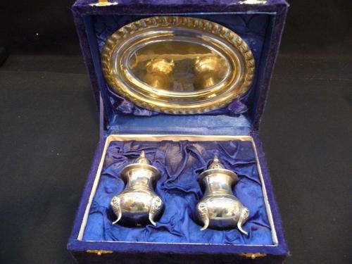 Salt and Pepper Pots with Tray - In Original Box - BNS India