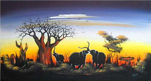 Large Original African Animal Art Painting