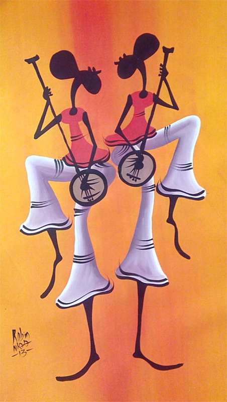 Large Beautiful Original African Art By Robin Nokodebe