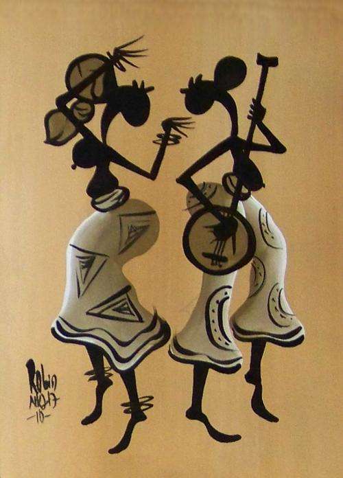 D2 - Original Robin African Woman Painting