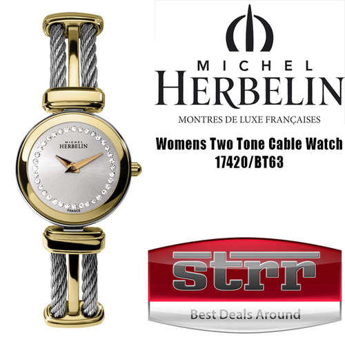 *** Michel Herbelin Womens Two Tone Cable Watch *** Mint Condition *** Box with Paperwork Included *