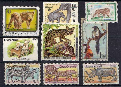 Stamps with Animals 9 Assorted