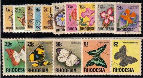Rhodesia 1974 Definitive Basic set of 15 Stamps Fine used