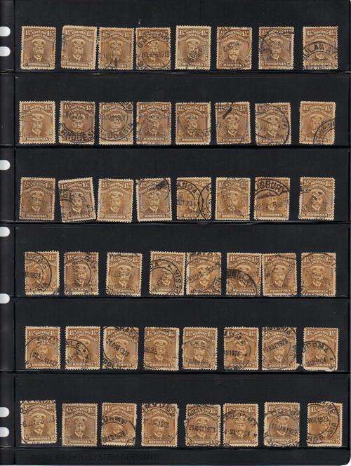BSAC 1913~ 1922 Definitive 1/2d : 1d & 1 1/2d Stamps (48pcs each) Various shades total 144 stamps.