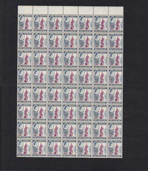 Rhodesia  & Nyasaland  2 & 1/2 Penny block of 56. SACC 21