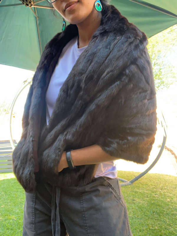 2 x fur shawl coats