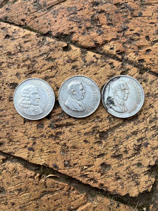 3 x silver South African R1 coins